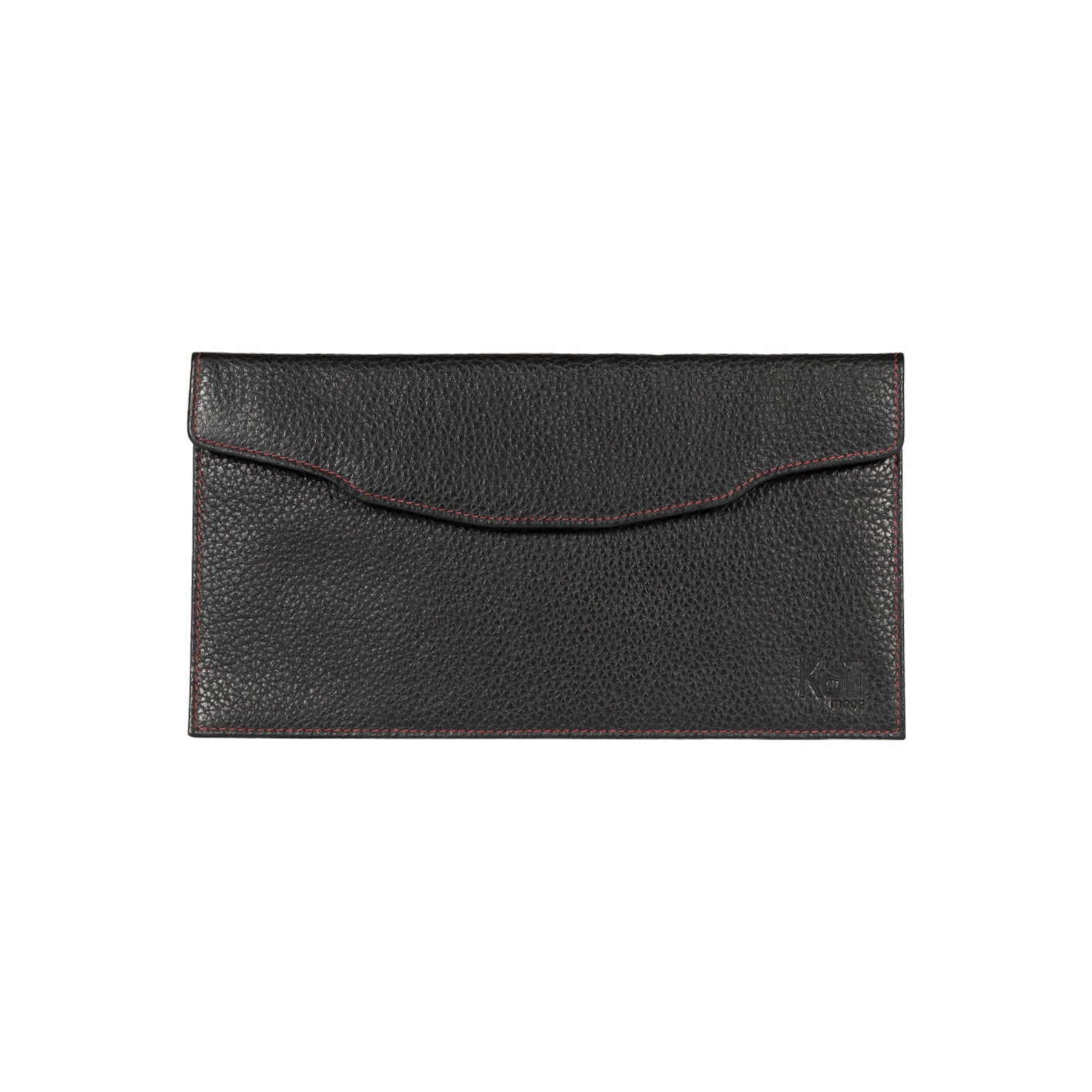 K0034AB | Flat envelope in genuine full grain leather, dollar grain - Black colour. Closure flap with automatic button. Dimensions: 22.5 x 12.5 x 0.5 cm - Packaging: TNT bag-2