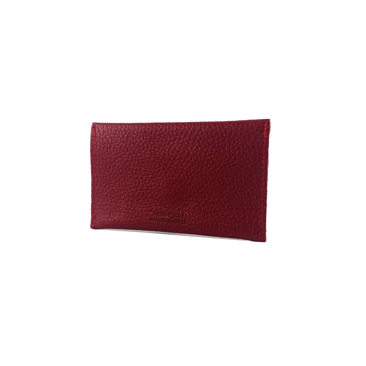 K0040VB | Bustina con pattina Made in Italy in Vera Pelle pieno fiore, grana dollaro - Colore Rosso - Dimensioni: cm 13 x 8 x 0,5 - Confezione: Gift Box rigido fondo/coperchio-2