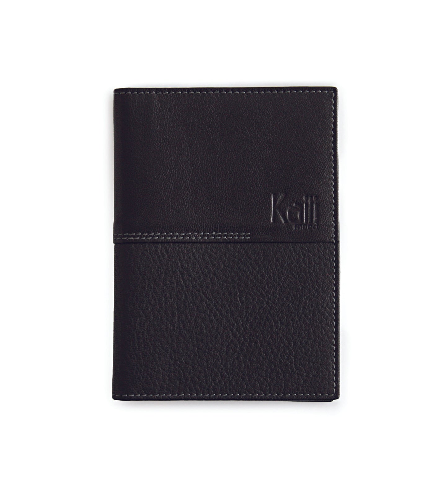 K10122AB | Document + Passport Holder in Genuine Full Grain Leather, dollar/smooth grain. Black colour. Dimensions when closed: 10 x 14 x 1 cm - Packaging: Rigid bottom/lid gift box-0