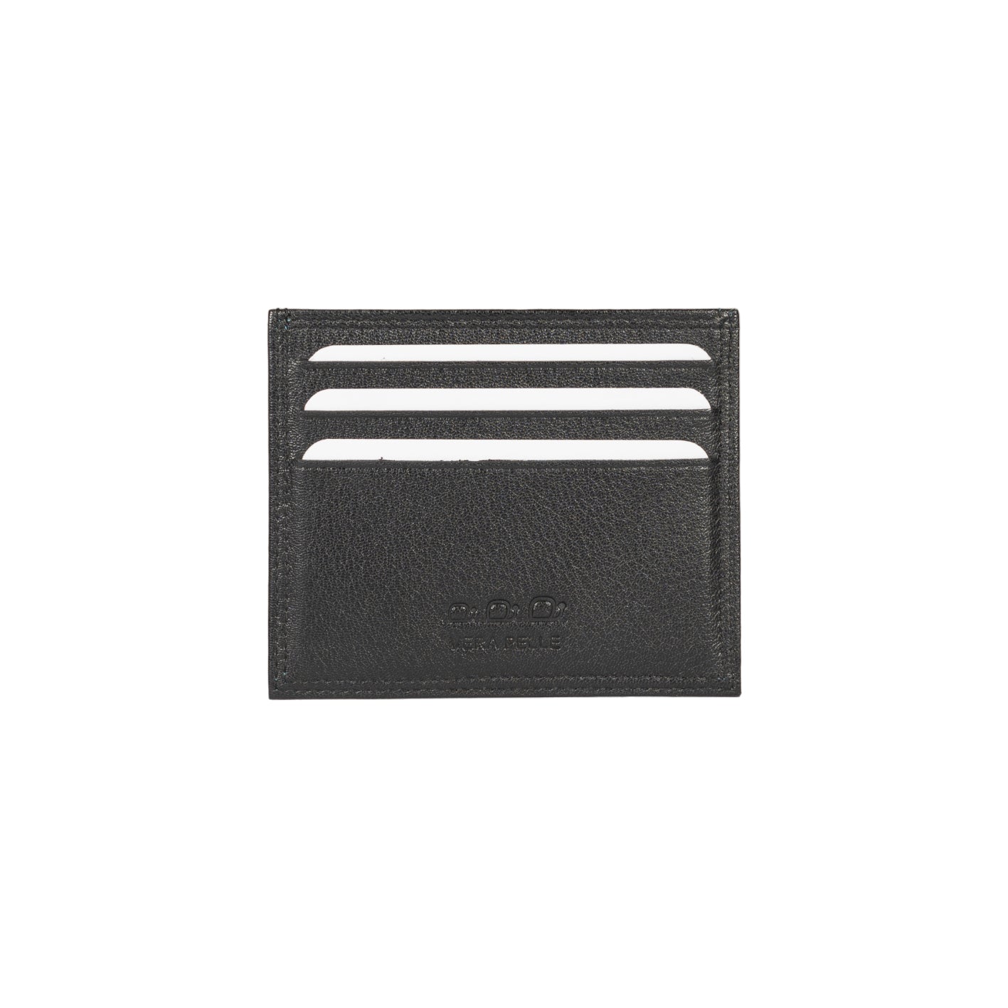 K10216AB | Porta Carte di Credito in Vera Pelle pieno fiore, con leggera grana. Colore Nero. Tasca centrale grande. Dimensioni: cm 9,8 x 8 x 0,5. Confezione: Gift Box rigido fondo/coperchio-1