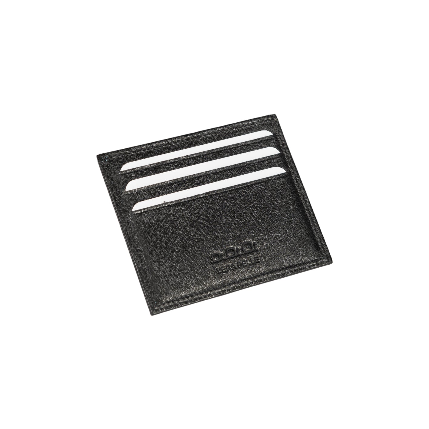 K10216AB | Porta Carte di Credito in Vera Pelle pieno fiore, con leggera grana. Colore Nero. Tasca centrale grande. Dimensioni: cm 9,8 x 8 x 0,5. Confezione: Gift Box rigido fondo/coperchio-2
