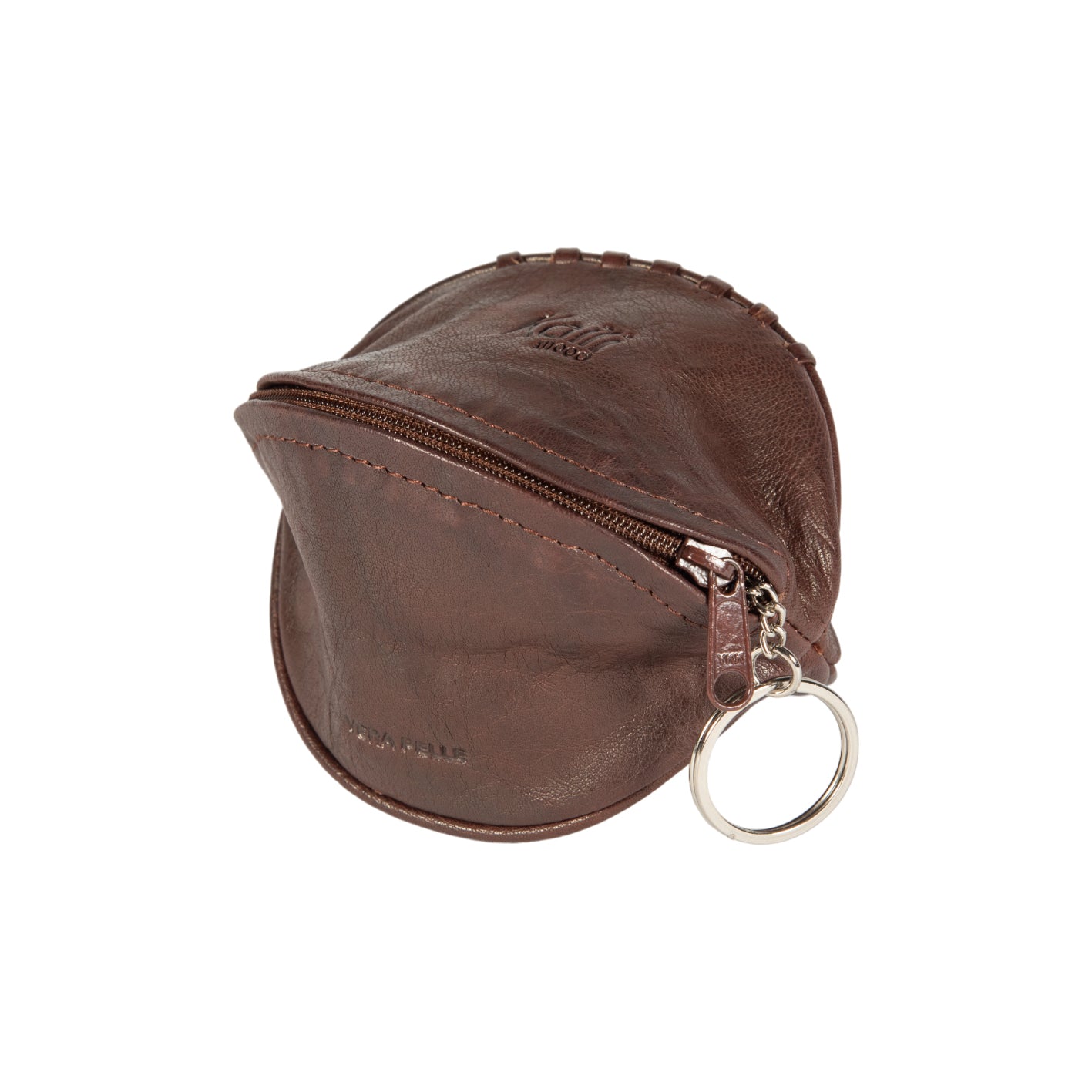 K10655BB | Mini Pochette/Portachiavi in Vera Pelle pieno fiore, Volanata. Colore Testa Moro. Accessori Nickel Lucido. Dimensioni: cm 12,5 x 7,5 x 7,5. Confezione: Sacchetto Tnt-0