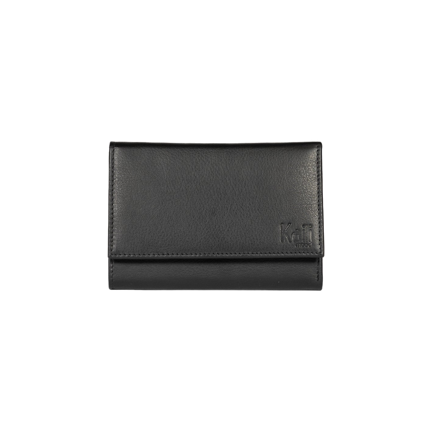 K11433AB | Women's wallet in genuine full-grain leather, with light grain. Black colour. Dimensions when closed: 14 x 10.5 x 2.5 cm. Packaging: Rigid bottom/lid gift box-2