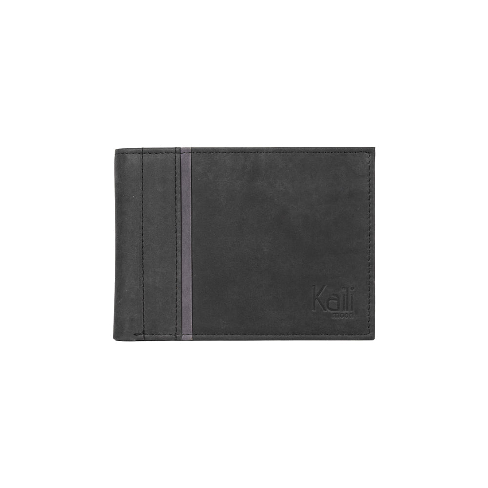 K12220AF | Men's Wallet in Genuine Full Grain Leather, Naked. Black Color. RFID Protection. Closed Dimensions: 11.5 x 8.3 x 2 cm. Packaging: Gift box bottom/lid-3