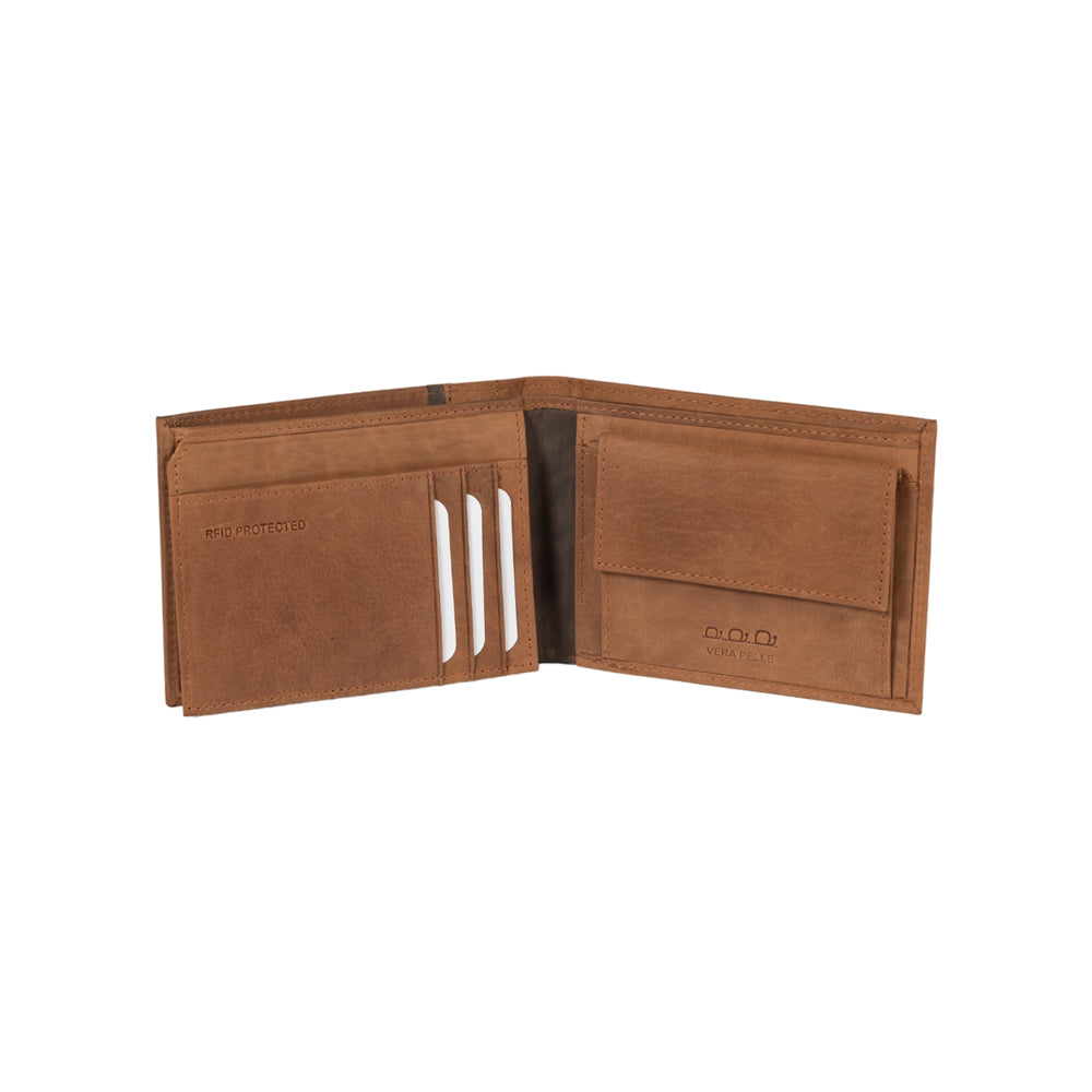 K12204UB | Men's Wallet in Genuine Full Grain Leather, Naked. Leather Color. RFID Protection. Closed Dimensions: 12.5 x 9.5 x 2 cm. Packaging: Gift box bottom/lid-1
