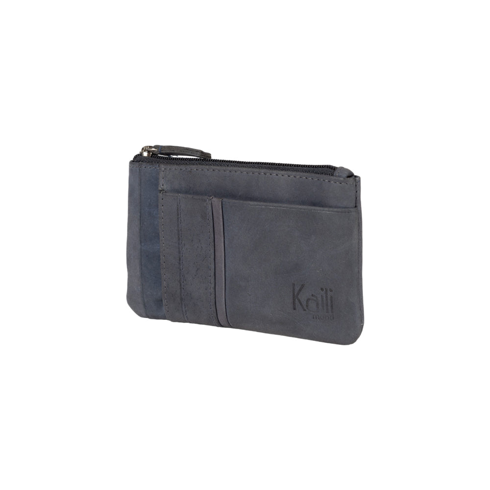 K12260DF | Credit card holder and coin purse in full grain genuine leather, Naked. Color Blue. RFID protection. Dimensions: cm 13 x 8 x 1. Packaging: Gift box bottom/lid-0