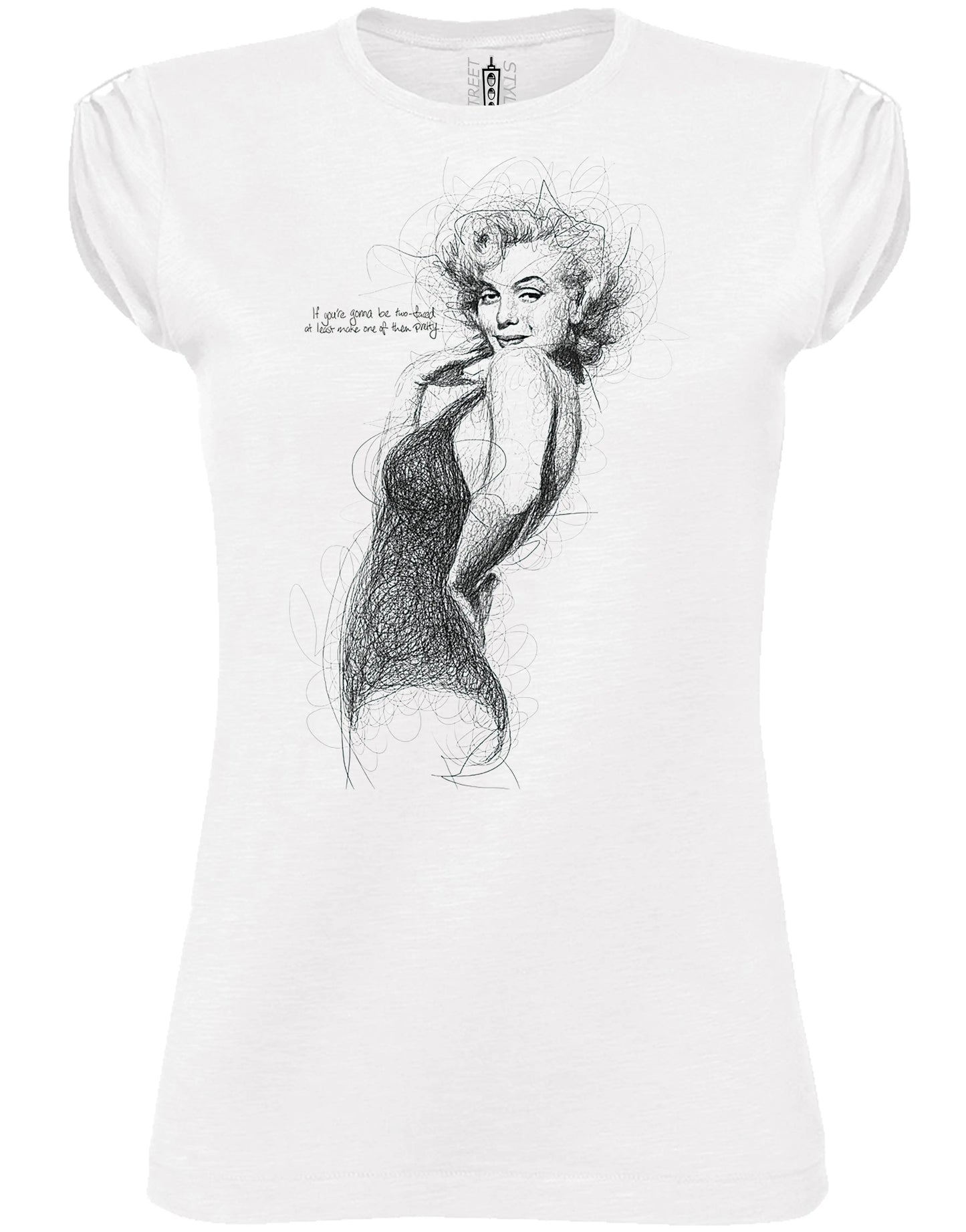 Marilyn Monroe Stilizzato The Legend Attrice Cinema 18-66-2 Moda Urban Slub Lady Donna 100% Cotone Fiammato BS STREET STYLE