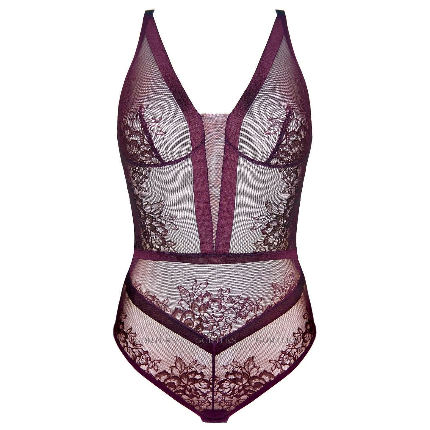 Sheer Lace Body Gorteks Porto Aubergine - STREET STYLE
