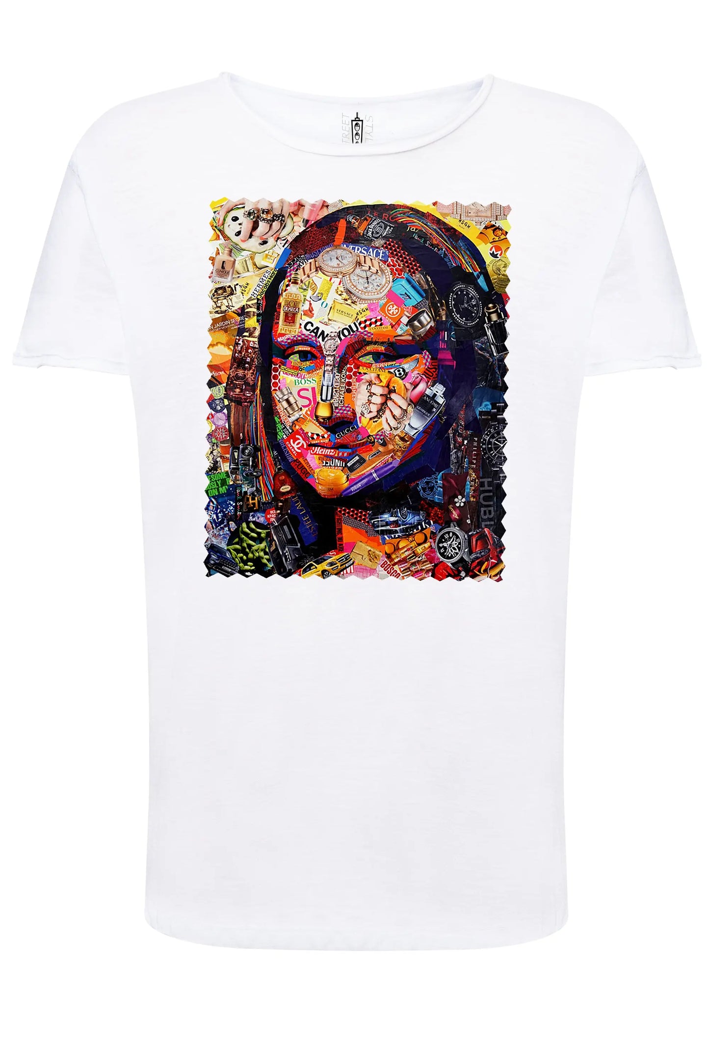 Portrait Mona Lisa Color Artistico Stilizzato 18-30-15-2 T-shirt Urban Slub Men Uomo 100% Cotone Fiammato JK STREET STYLE
