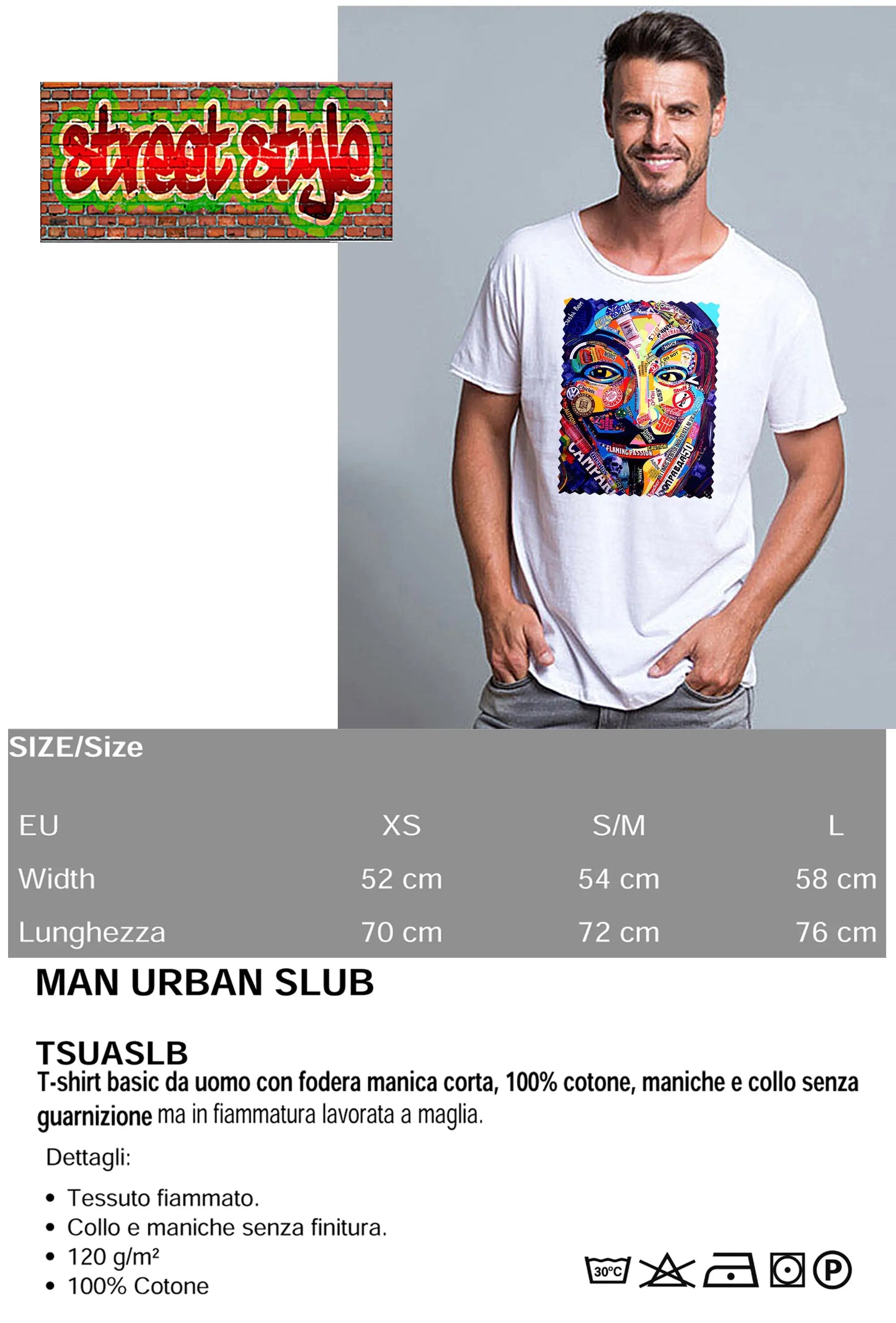 Potrait Anonymous Color Artistico Stilizzato 18-30-13 T-shirt Urban Slub Men Uomo 100% Cotone Fiammato JK STREET STYLE