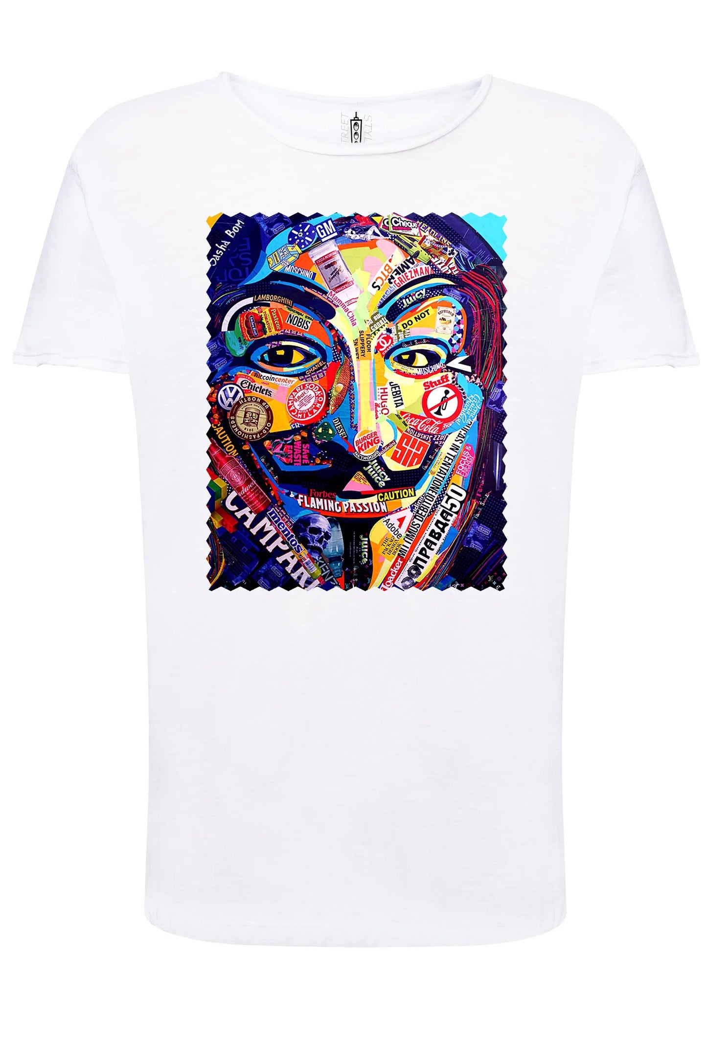 Potrait Anonymous Color Artistico Stilizzato 18-30-13 T-shirt Urban Slub Men Uomo 100% Cotone Fiammato JK STREET STYLE