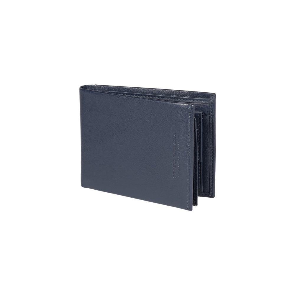 RB12004D | Men's wallet folded in genuine full-grain leather, with light grain. Color Blue. RFID protection. Dimensions when closed: cm 12.5 x 9.5 x 2. Packaging: Gift box bottom/lid-0