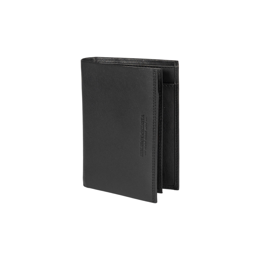 RB12009A | Men's Wallet Pocket folded in Genuine full grain leather, with light grain. Black color. RFID protection. Closed dimensions: cm 9.5 x 13 x 2. Packaging: Gift box bottom/lid-0