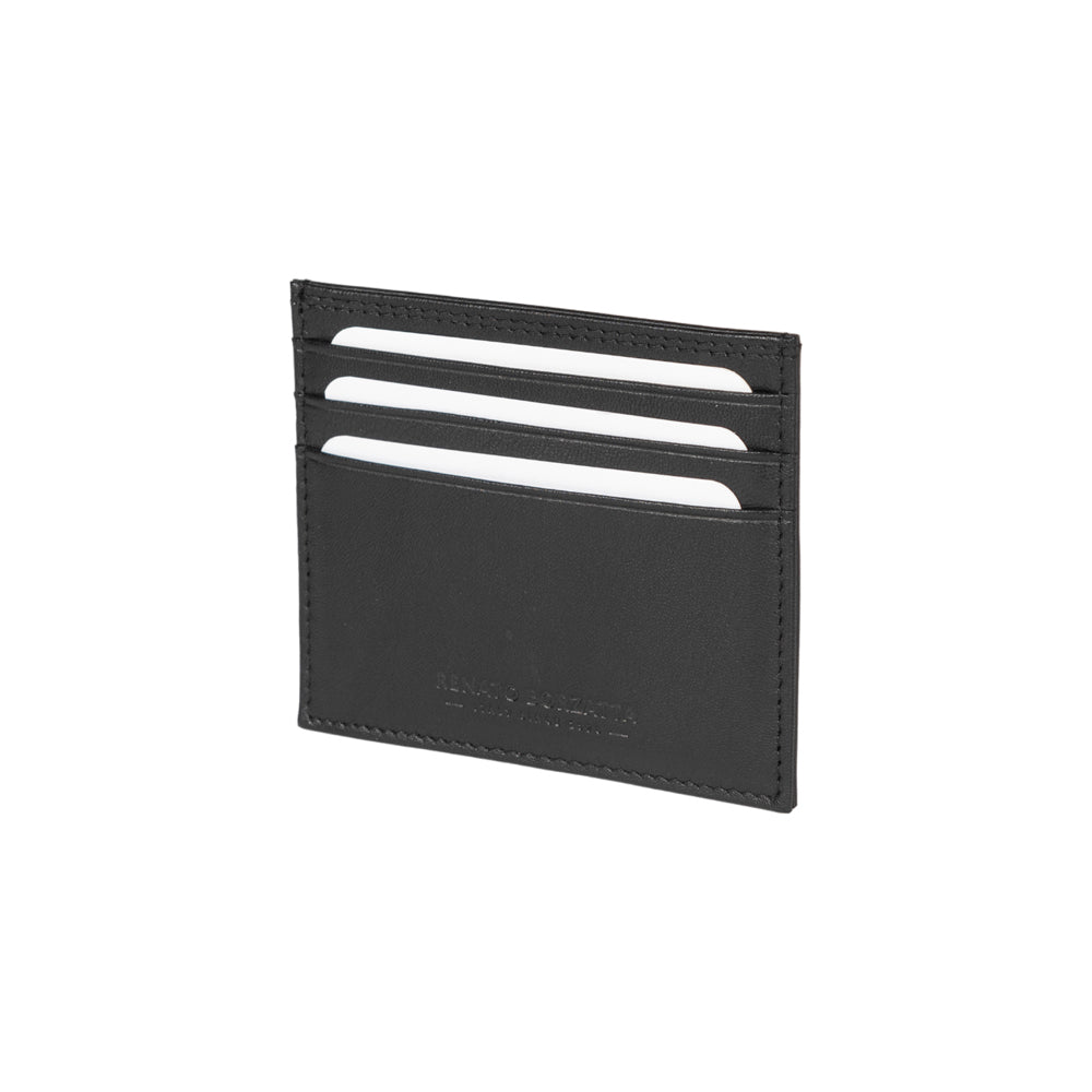 RB12016A | Porta Carte di Credito in Vera Pelle pieno fiore, con leggera grana. Colore Nero. Protezione RFID. Dimensioni: cm 10 x 8 x 0,5. Confezione: Scatola regalo fondo/coperchio-0