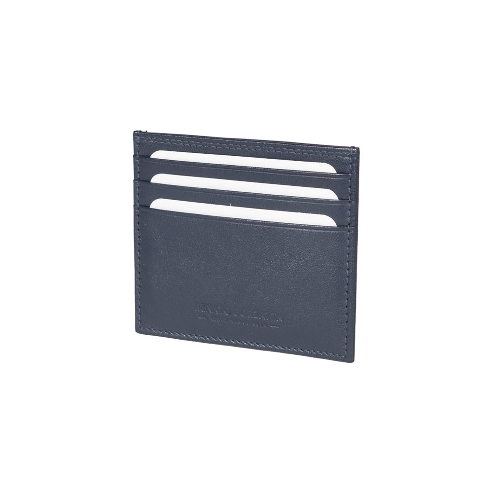 RB12016D | Credit Card Holder in Genuine Full Grain Leather, with Light Grain. Blue Color. RFID Protection. Dimensions: 10 x 8 x 0.5 cm. Packaging: Gift Box Bottom/Lid-0