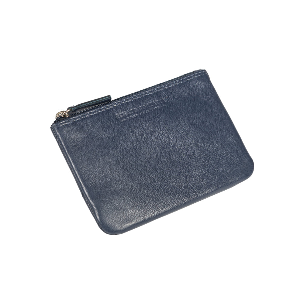 RB12032D | Bustina Portachiavi/Portamonete in Vera Pelle pieno fiore, con leggera grana. Colore Blu. Protezione RFID. Dimensioni: cm 13 x 9 x 0,5. Confezione: Scatola regalo fondo/coperchio-2