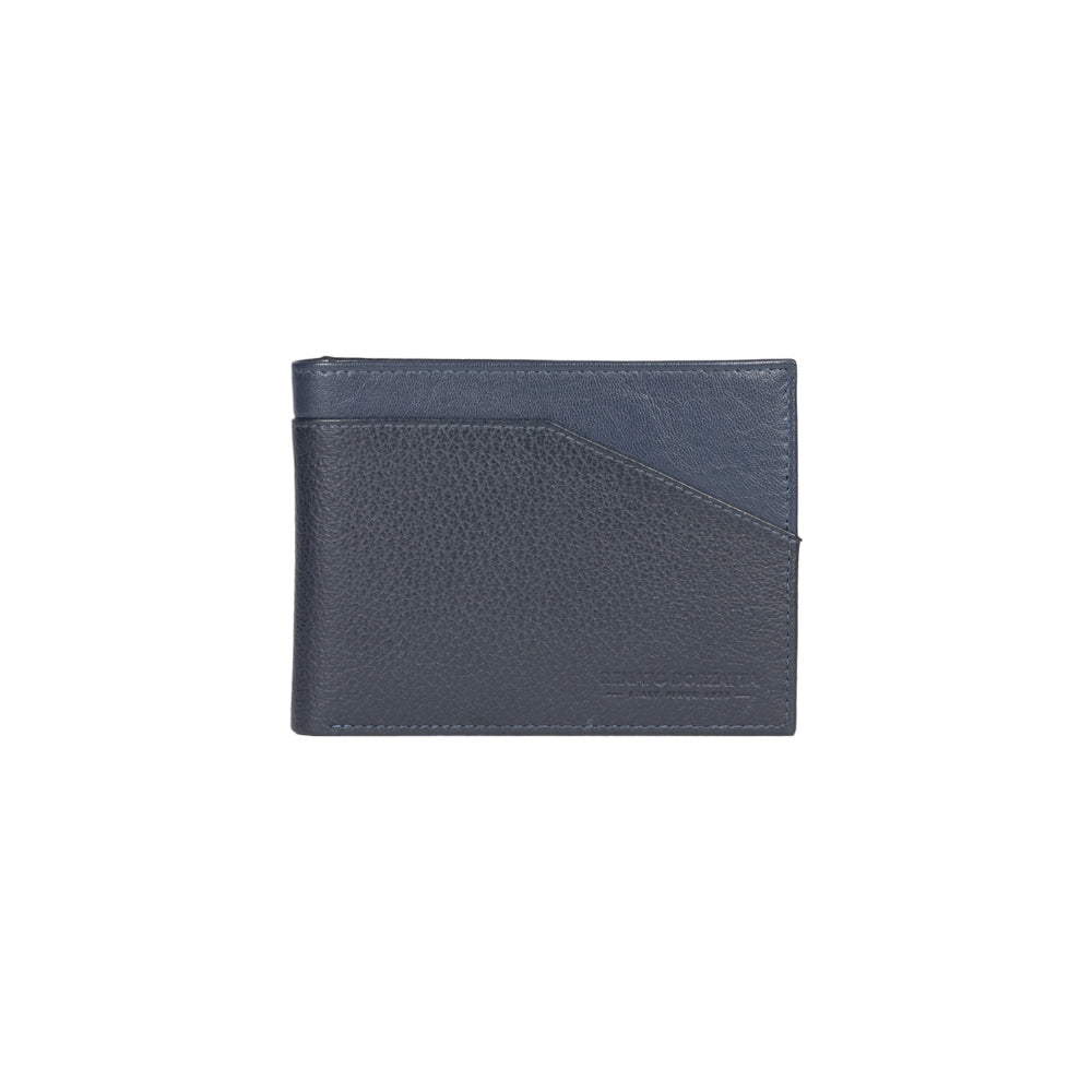 RB12104D | Portafogli Uomo in Vera Pelle pieno fiore, grana dollaro/leggera. Colore Blu. Protezione RFID. Dimensioni da chiuso: cm 12,5 x 9,5 x 2. Confezione: Scatola regalo fondo/coperchio-3