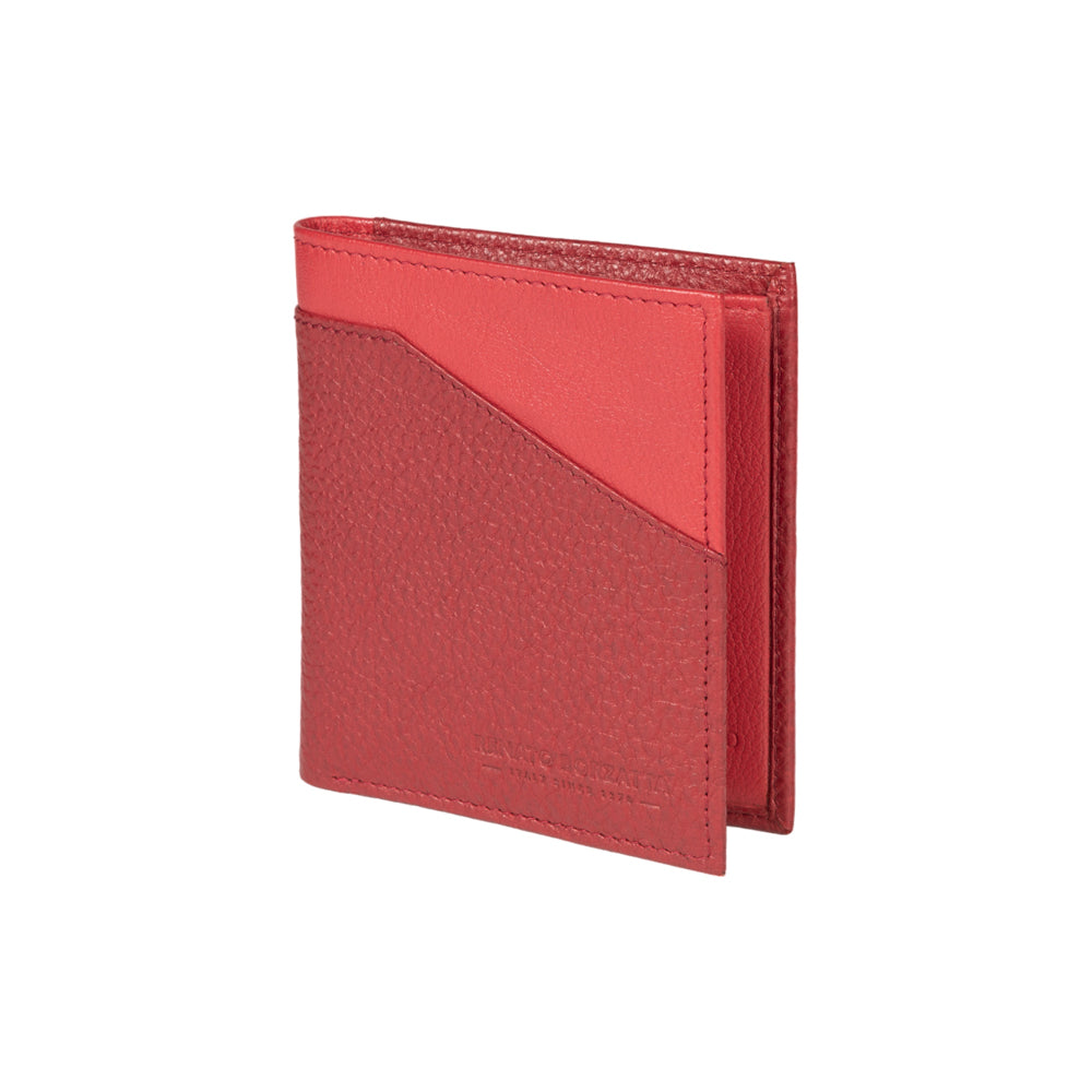 RB12113V| Portafogli Verticale in Vera Pelle pieno fiore, grana dollaro/leggera. Colore Rosso. Protezione RFID. Dimensioni da chiuso: cm 9,5 x 10 x 1. Confezione: Scatola regalo fondo/coperchio-0