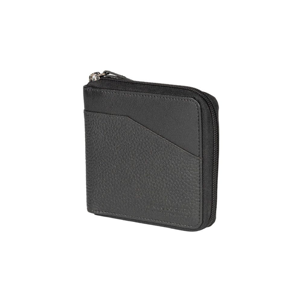 RB12175A | Zip Around Wallet in Genuine Full Grain Leather, Dollar Grain/Light. Color Black. RFID Protection. Closed Dimensions: 11.5 x 10.5 x 2 cm. Packaging: Gift Box Bottom/Lid-0