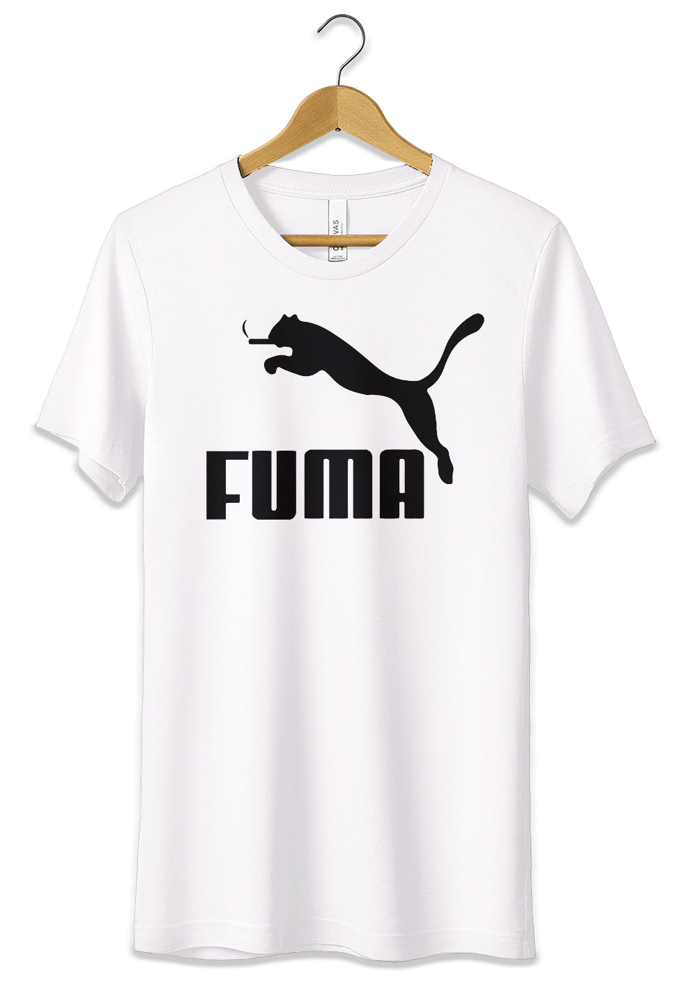 T-Shirt Divertente Fuma Maglietta Logo Fake Puma Ironico-1