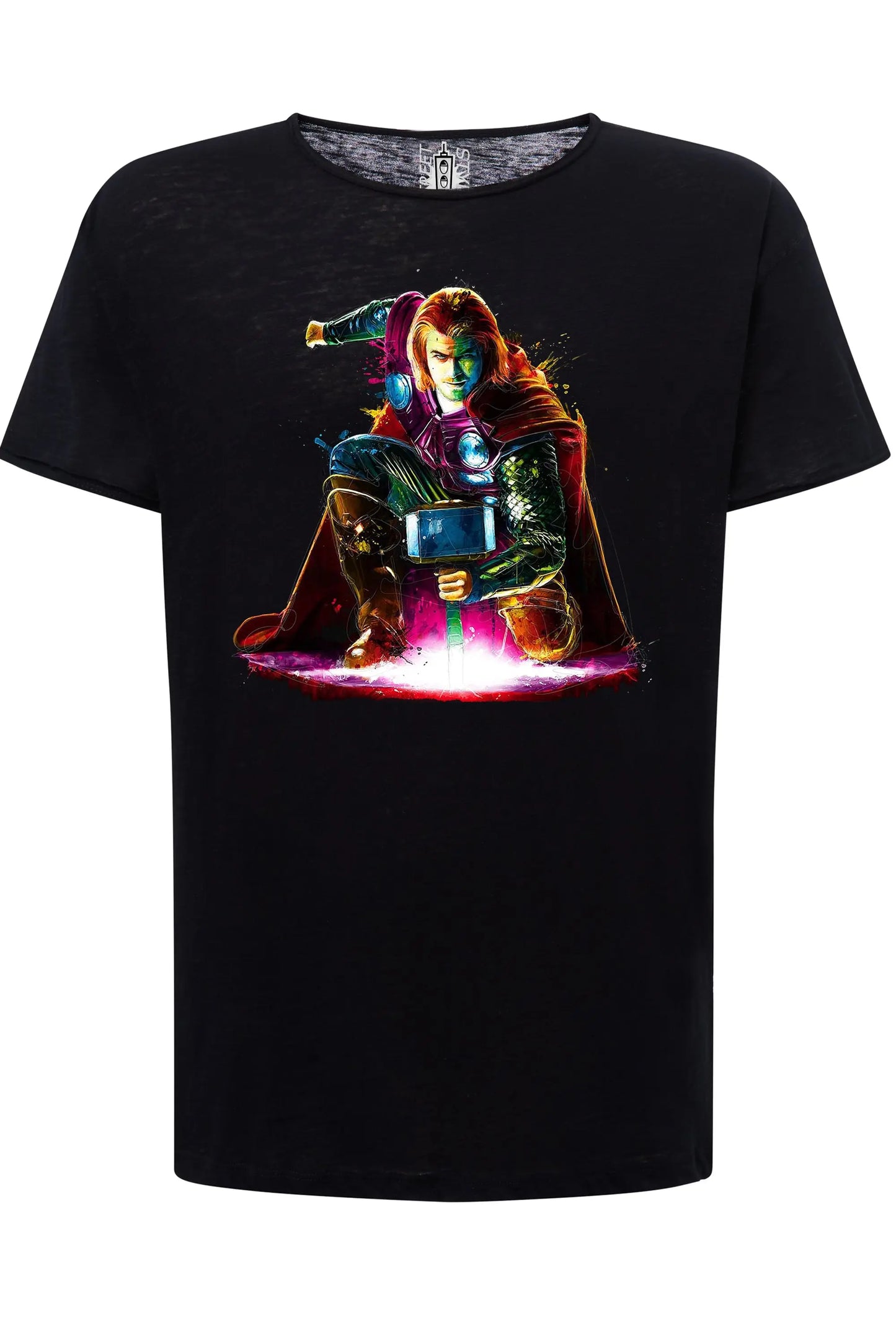 Thor Stilizzato Color Film Cinema Super Eroi 18-20-6 T-shirt Urban Slub Men Uomo 100% Cotone Fiammato JK STREET STYLE