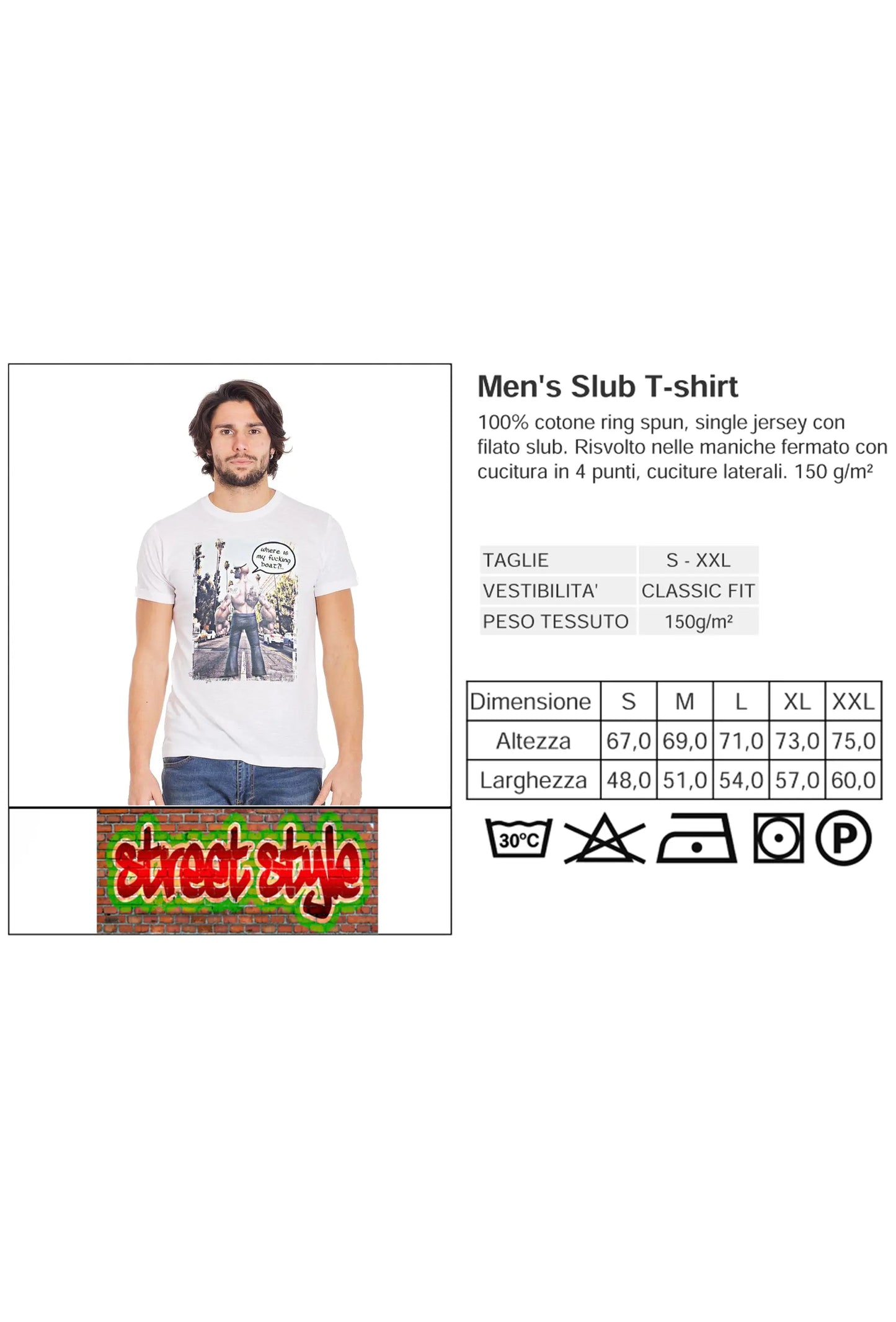 Where is my Fucking Boat!.. 2075-16 t-shirt Urban Slub Men Uomo 100% Cotone Fiammato BS STREET STYLE