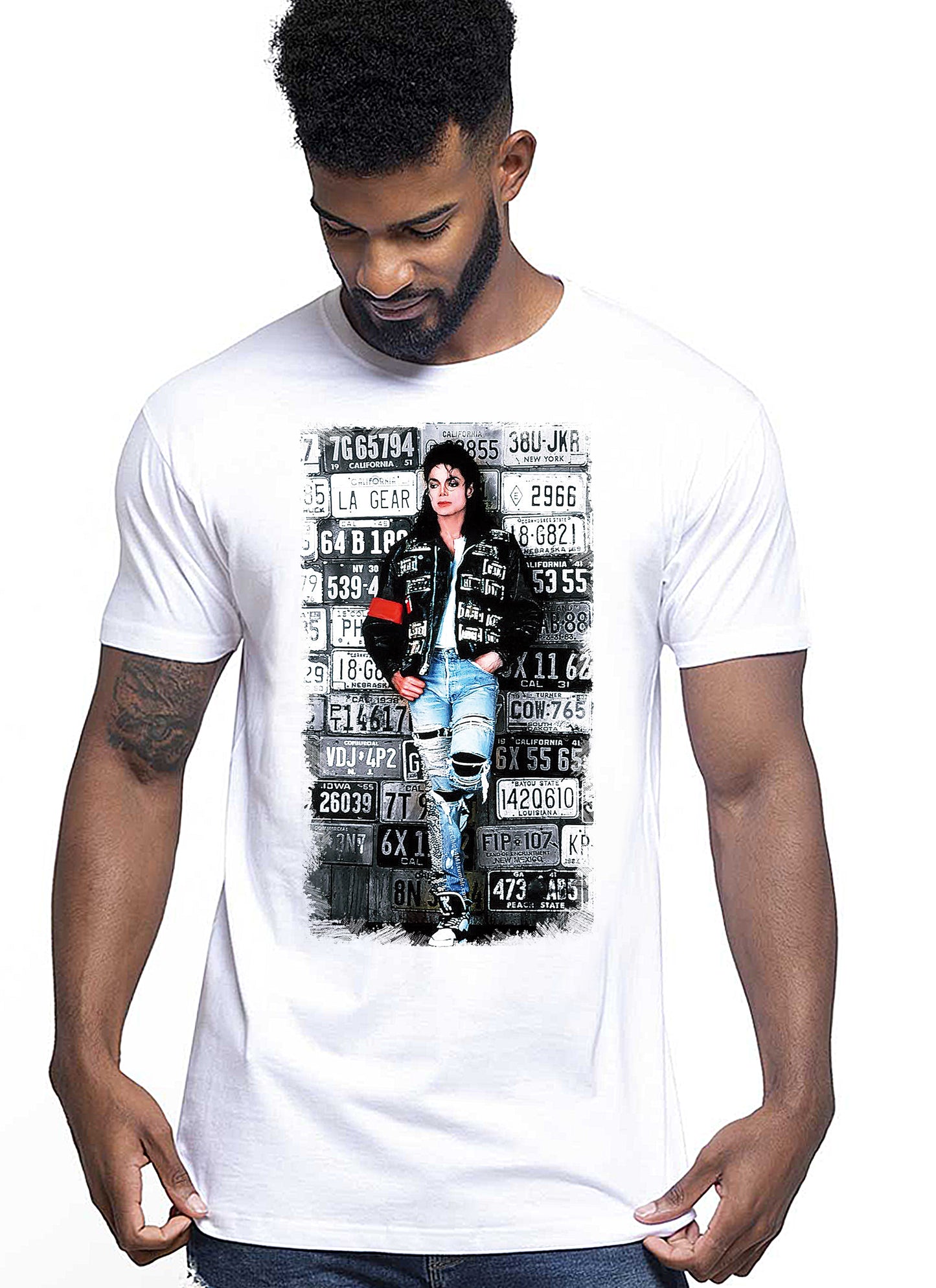 The Legend Michael Jackson Cantante Soggetto 18-20-49-2 T-shirt Urban Men Uomo 100% Cotone Pettinato JK