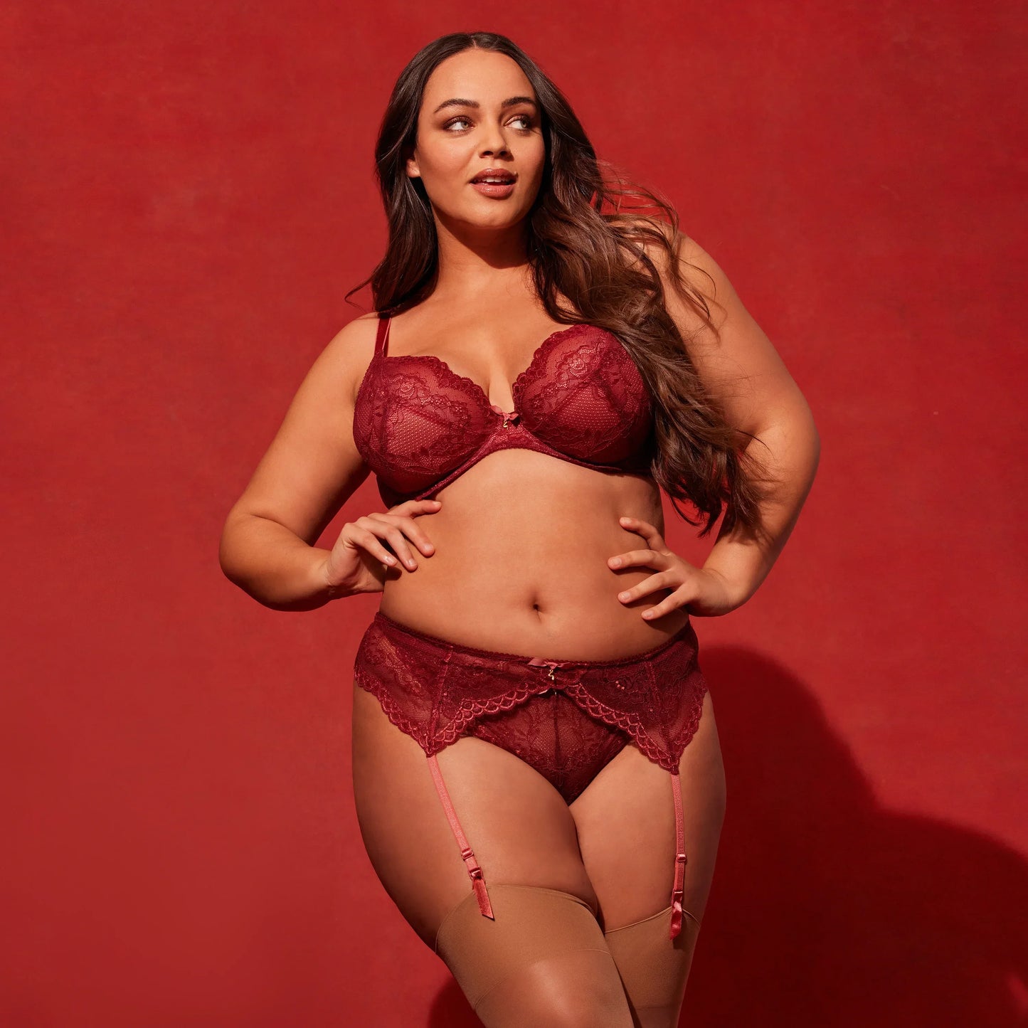 Gossard Superboost Lace Garter Belt Cranberry/Raspberry Sorbet - STREET STYLE