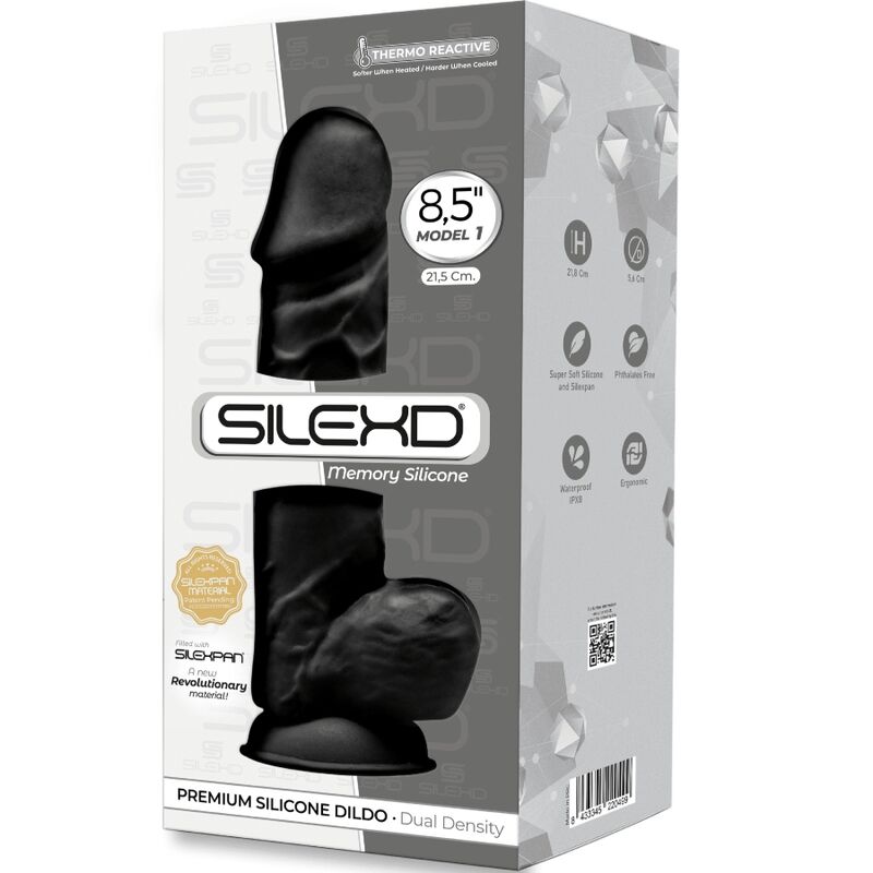 SILEXD - MODELLO 1 PENE REALISTICO PREMIUM SILEXPAN SILICONE NERO 21.5 CM-2