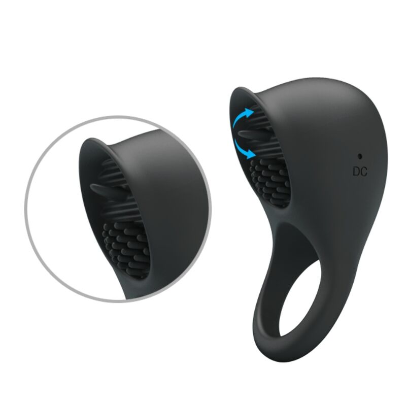 PRETTY LOVE - ANELLO VIBRANTE PER PENE CON LINGUA NERA-3