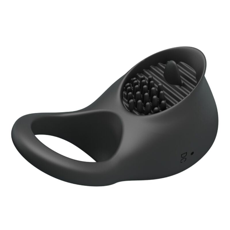 PRETTY LOVE - ANELLO VIBRANTE PER PENE CON LINGUA NERA-4