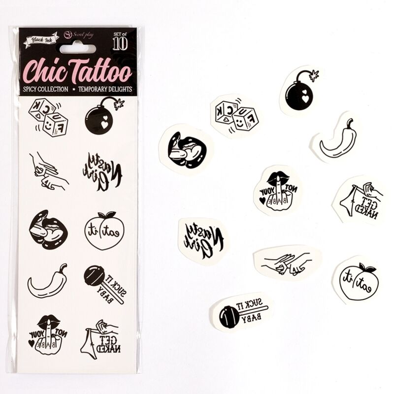 SECRET PLAY - SET DI 10 TATUAGGI TEMPORANEI DELLA COLLEZIONE SPICY-1