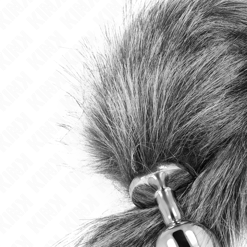 KINK - PLUG ANALE MISURA M 8 X 3,5 CM CON CODA SINTETICA 40 CM GRIGIO-2