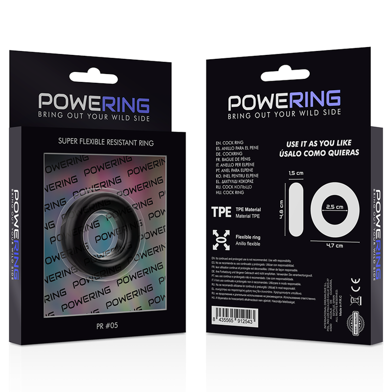 POWERING - ANELLO PER PENE SUPER FLESSIBILE E RESISTENTE 4,8 CM PR05 NERO-3