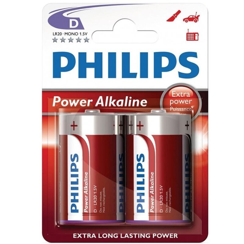PHILIPS - POWER ALKALINE PILA D LR20 BLISTER * 2-0