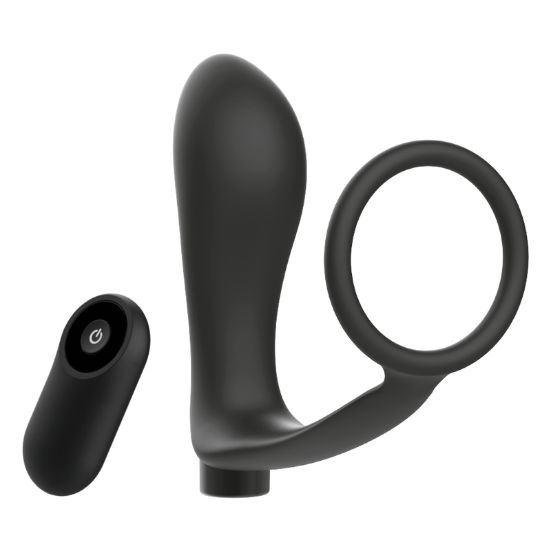 ADDICTED TOYS - ANELLO PER PENE CON TELECOMANDO PLUG ANALE NERO RICARICABILE-2