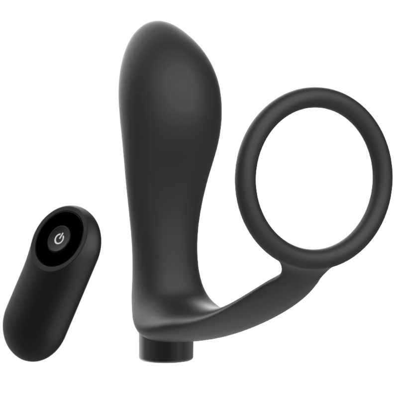 ADDICTED TOYS - ANELLO PER PENE CON TELECOMANDO PLUG ANALE NERO RICARICABILE-1