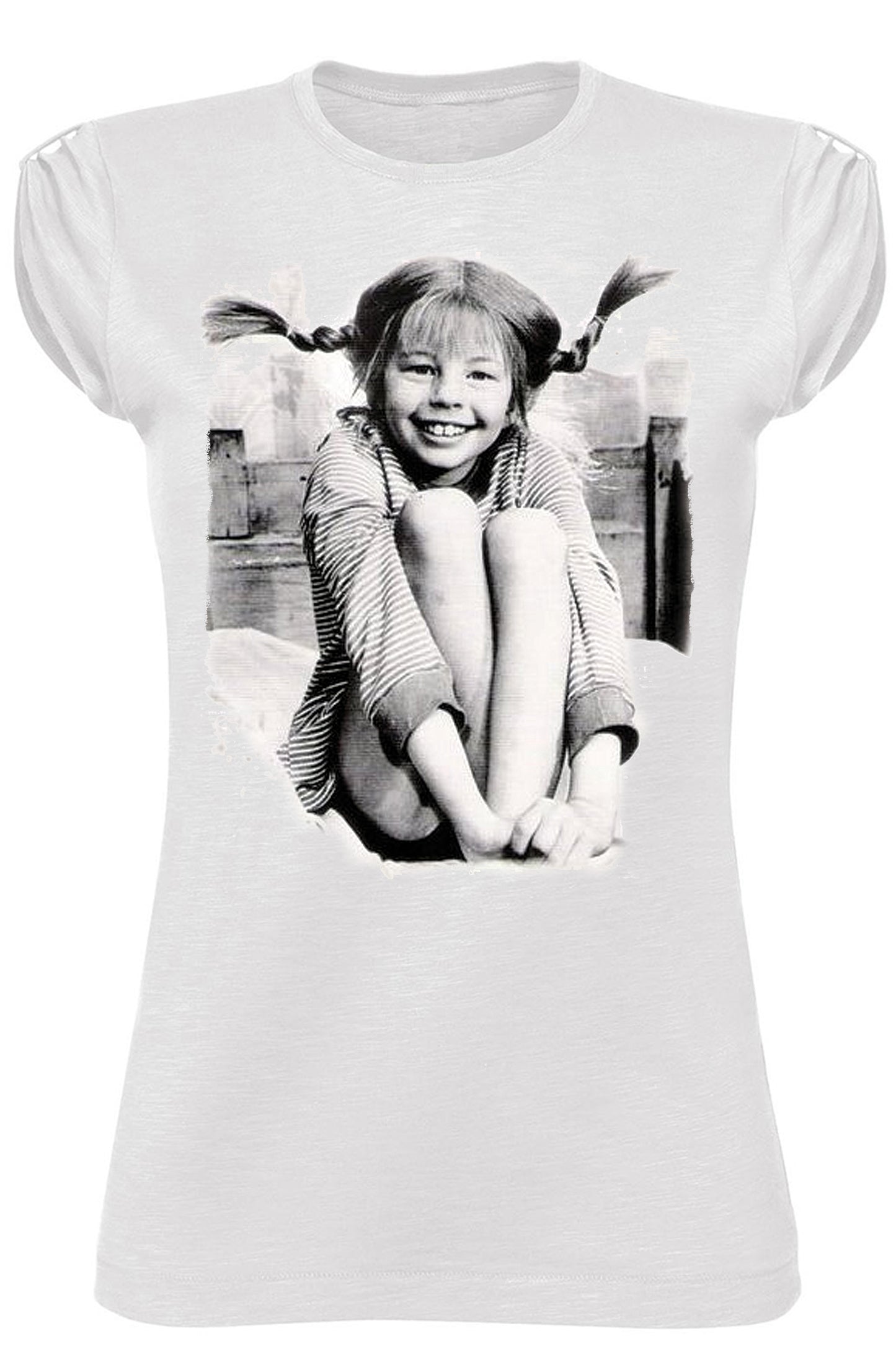 Bambina con Capelli Lunghi con Treccie 18-3 Moda t-shirt Urban Slub Lady Donna 100% Cotone Fiammato