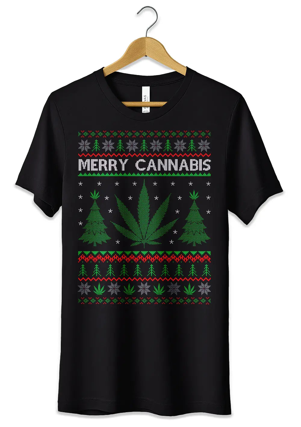 T-Shirt Maglietta Natalizia Merry Cannabis Natale-0