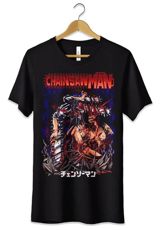 T-Shirt Maglietta Splatter Chainsaw Man Anime-0