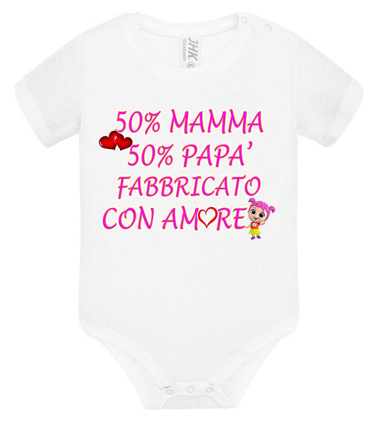 50% mamma 50% papà 100% Fabbricato con more Body da bambino/a a maniche corte 100% cotone JHK STREET STYLE PRINT