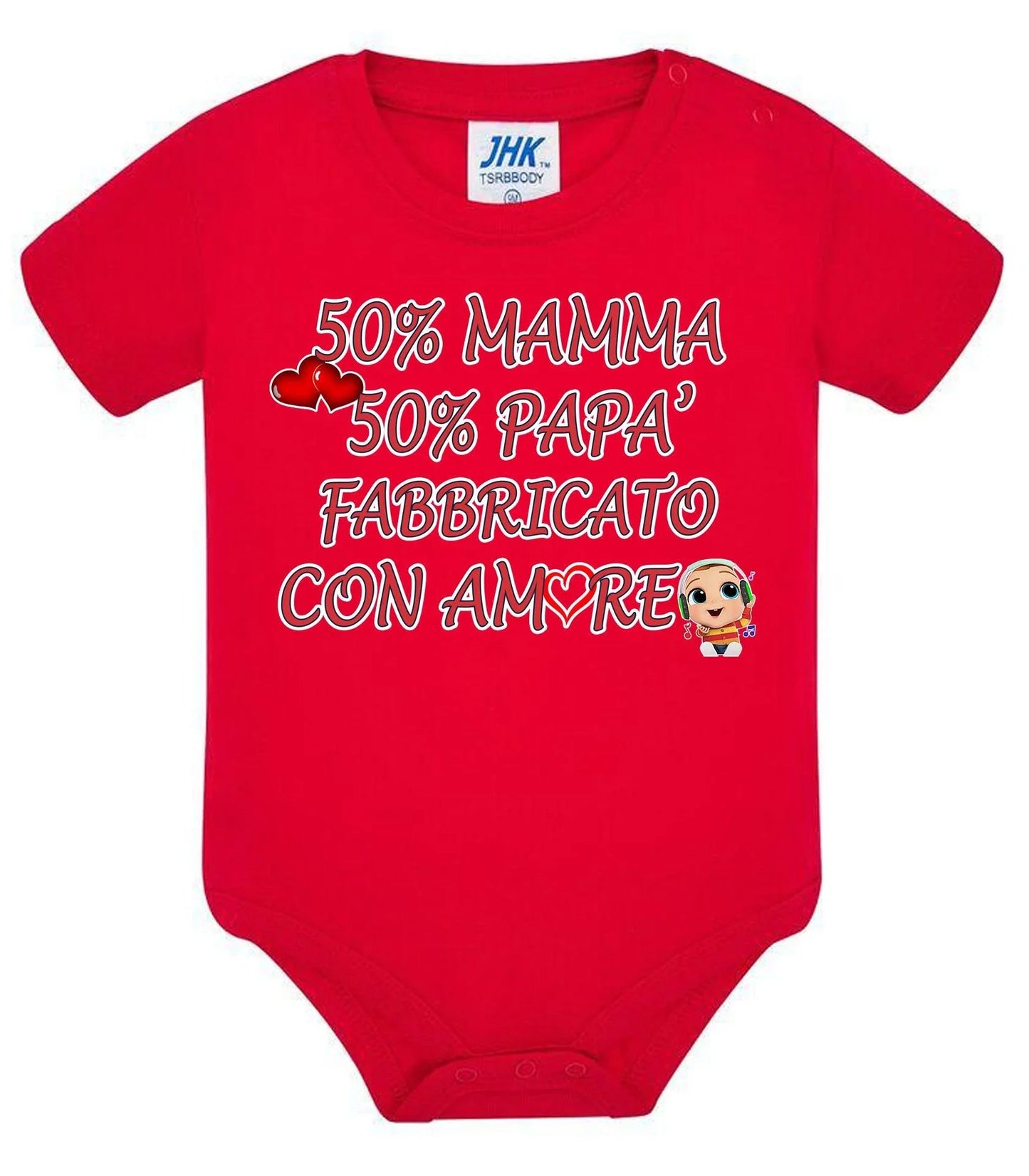 50% mamma 50% papà 100% Fabbricato con more Body da bambino/a a maniche corte 100% cotone JHK - STREET STYLE