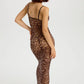 Sheer Mesh Stretch Maxi Dress Blush The Mesh Leopard - STREET STYLE