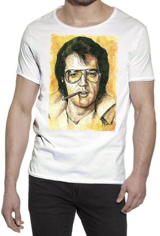 Elvis Scratc Cantante The Legend Stilizzato 18-100 T-shirt Urban Slub Men Uomo 100% Cotone Fiammato JK