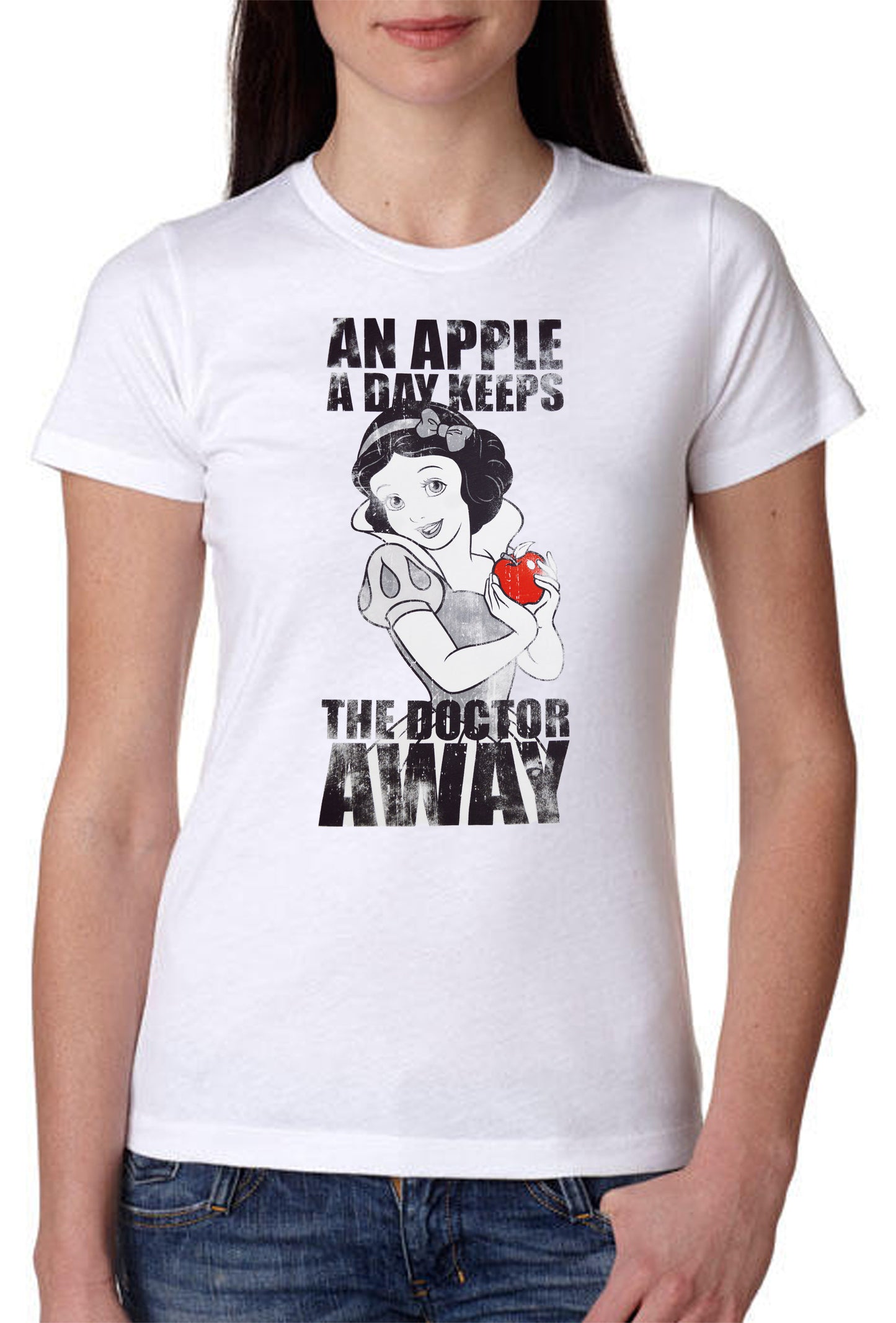 An Apple the Doctor Biancaneve Princess Cartoon 2050-10 Lady Donna 100% Cotone Pettinato JK