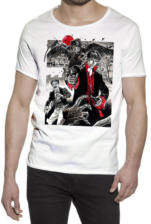 Dylan Dog Film Cinema 2058-1 T-shirt Urban Slub Men Uomo 100% Cotone Fiammato JK