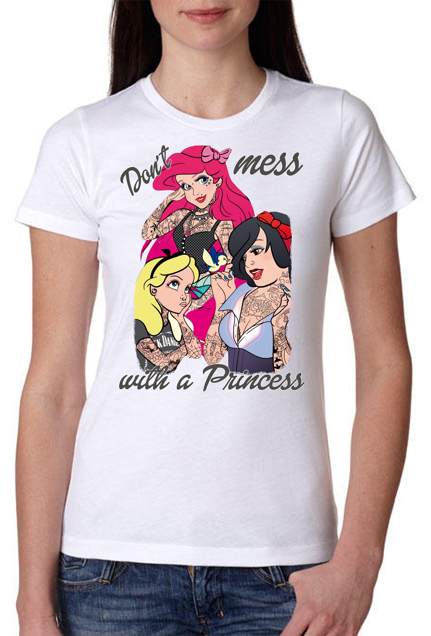 Dont't Mess With a Princess Cartoon 2050 art-3 Lady Donna 100% Cotone Pettinato JK