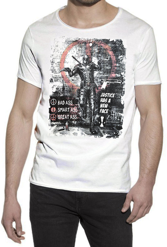 Deapool Justice Film Cinema 2059-2 T-shirt Urban Slub Men Uomo 100% Cotone Fiammato JK