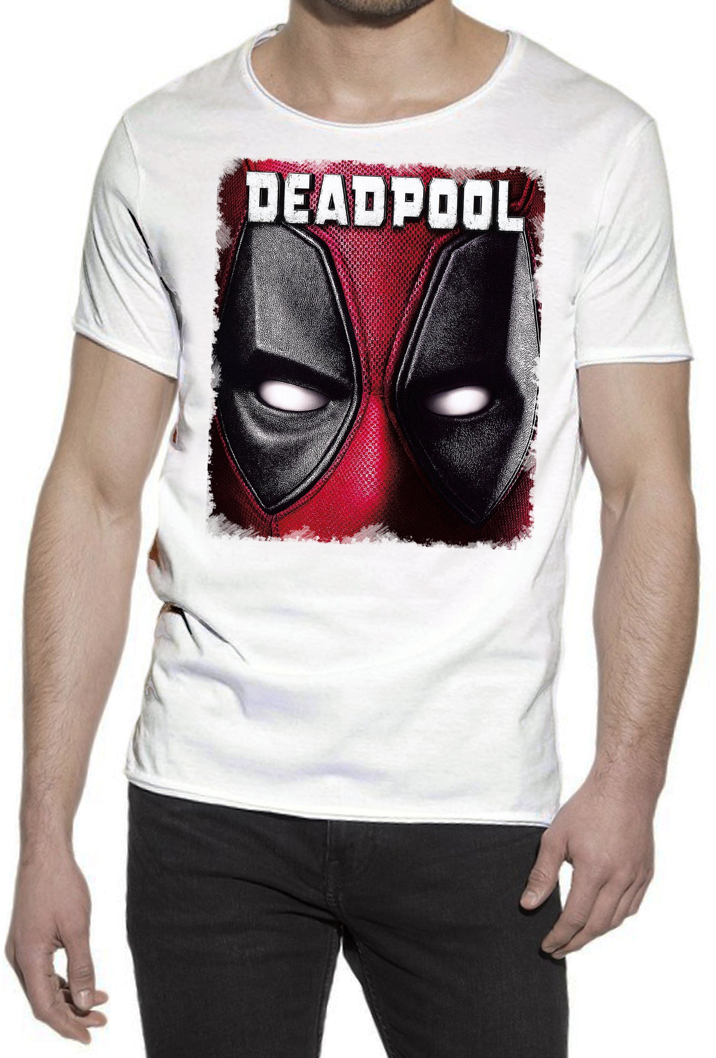 Deapool Mask Film Cinema 2059-3 T-shirt Urban Slub Men Uomo 100% Cotone Fiammato JK