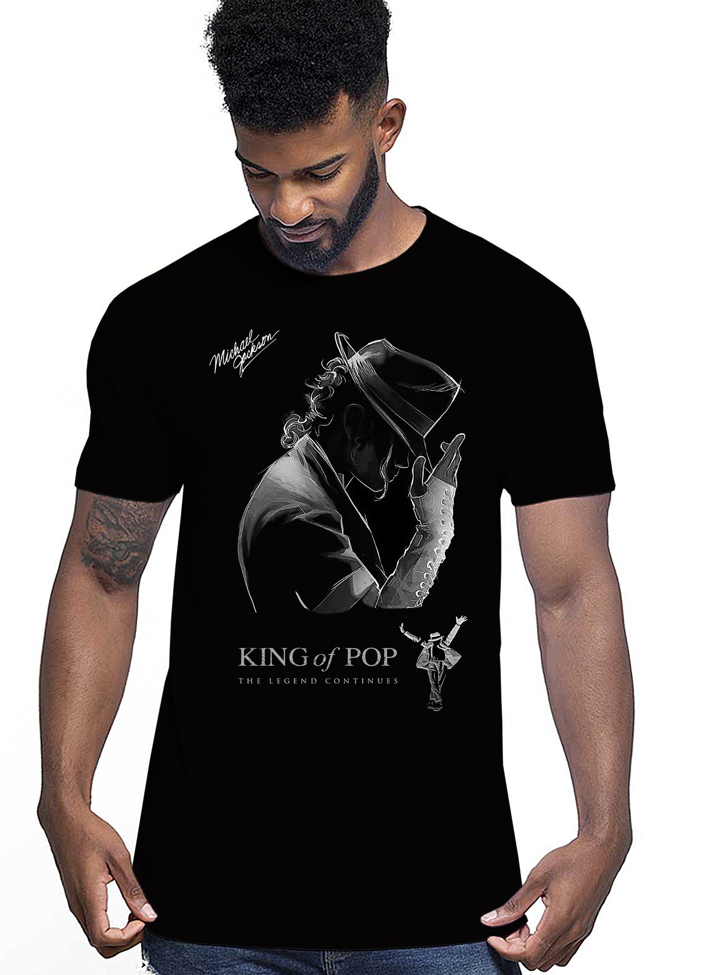 The Legend Michael Jackson Cantante Soggetto 18-20-49-4 T-shirt Urban Men Uomo 100% Cotone Pettinato JK